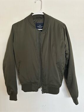 American Eagle Outfitters Olive Bomber Jacket - Men's